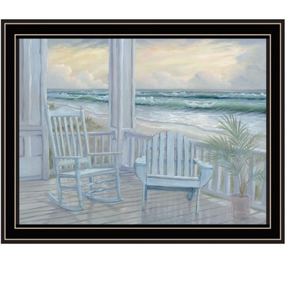 HomeRoots Coastal Porch Black Framed Print Wall Art
