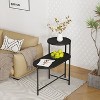NicBex Round End Table with Storage Tray 2 Tier, Oval End Tables Wooden Small Side Table for Living Room, Black - 2 of 4