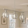 YANSUN Satin Nickel Island Light, 3-Light Pendant Light with 12in Textured Glass Shades, Adjustable Rods, E26 Kitchen Island Lighting - 2 of 4