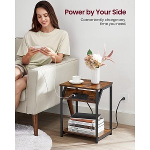 VASAGLE End Table , Set of 1, Small Side Tables, Nightstand with Outlets and USB Ports, Bedside Table with Storage Shelf - 1 of 4