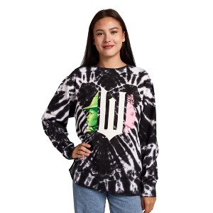 Wicked Part 1 Logo Heart Women’s Black Crew Neck Long Sleeve Fleece Sweatshirt - 1 of 4