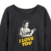 Women's - Star Wars - Valentine Princess Leia I Love You Lightweight French Terry Wide Neck Long Sleeve Shirt - 2 of 4