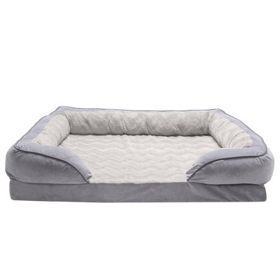 Jumbo Granite Gray Velvet Orthopedic Sofa Pet Bed