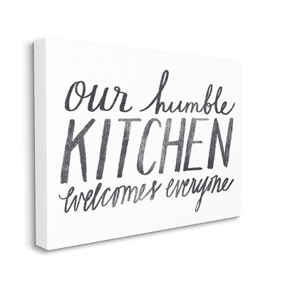 The Stupell Home Decor Distressed Kitchen White Tan and Grey Bake Sign Canvas Wall Art, 13 x 30