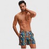 Anna-Kaci Men's Geometric Print Swim Trunks with Elastic Waistband and Side Pockets - 3 of 4
