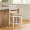 Royal Hampton Barstool Chair Set of 2 | Padded Seats and Ladderbacks | Dual Tone Weathered White Brown - 2 of 4