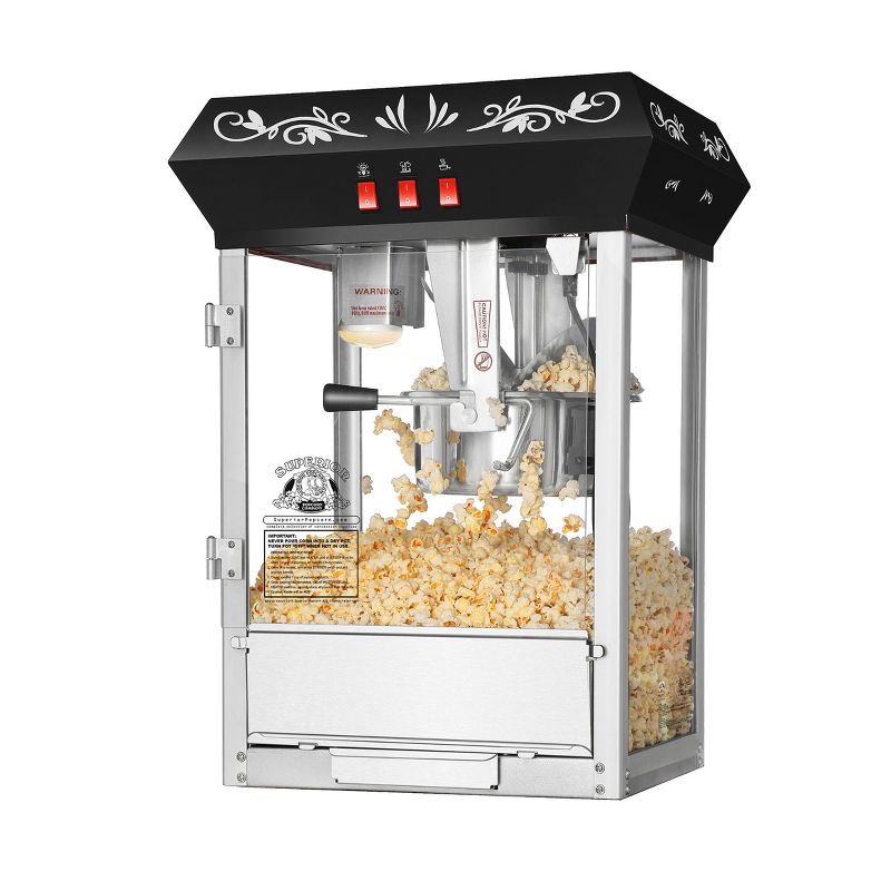 Superior Popcorn 8 oz. Antique Style Movie Night Countertop Popcorn Machine - Black, 2 of 6