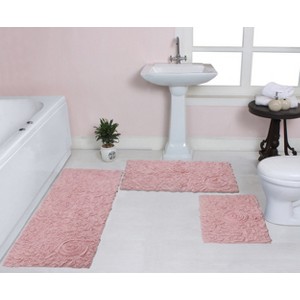Bell Flower Collection Cotton Floral Pattern Tufted Bath Rug Set Pack of 3 - Home Weavers - 1 of 4
