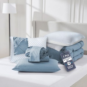 Nestl Comforter Set, 9 Piece Pinch Pleated Bedding Set, Bed in a Bag, All season Bed Set with Cooling Pillows - 1 of 4