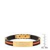 Steeltime Men's 18k gold plated stainless steel our father prayer black rubber bracelet. Color Options: Black, Blue, Red, Orange, Brown - 3 of 4