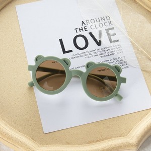 MyKids-Usa Girls Solid Color Cartoon Shape Round Frame Frosted Sunglasses - 1 of 4