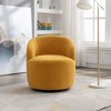 PAGED Modern Swivel Accent Chair, Barrel Sofa Chair with Metal Ring, Teddy Fabric Club Chair for Bedroom, Living Room Furniture - 2 of 4