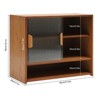 YIYIBYUS Countertop Bamboo Kitchen Pantry Sideboard with 2 Sliding Striped Glass Doors-Tea Color - 3 of 4