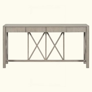 KIGFTSOD Acacia Veneer Console Table with 4 Spacious Drawers & Crisscross Design, Open Storage for Farmhouse Living Room, Kitchen, Hallway - 1 of 4