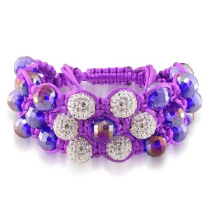 EVERLY JEWELRY | Multiple-color Cord Shambhala Bracelet with Cubic Zirconia Beads - Multiple Stone and Cord Color Options - 1 of 1