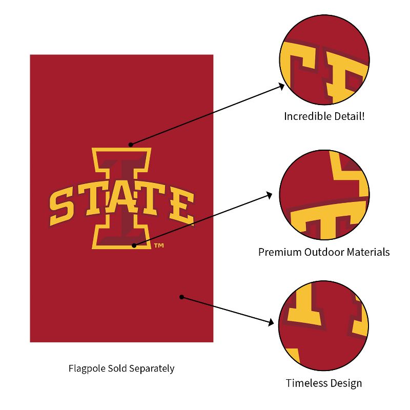 Evergreen NCAA Iowa State University Applique House Flag 28 x 44 Inches Outdoor Decor for Homes and Gardens, 5 of 8
