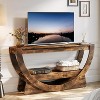 Tribesigns Modern TV Console Table for Televisions up to 75 inches, 63" long Center Table with Arched Open Shelf, for Living Room, Dark Brown - 3 of 4