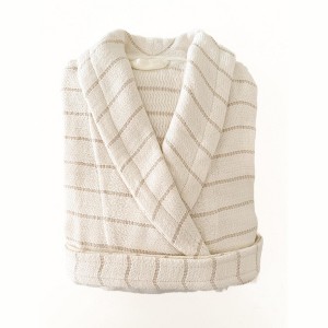 Cozy Cotton Beige Robe with Plush Lining - Anaya - 1 of 4