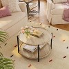 29.3" 2-Tier Rustic Coffee Table Wood Desktop and Sturdy Metal Legs, Modern Design with Storage Open Shelf - 2 of 4