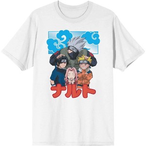 Naruto Blue Smoke Character Group Crew Neck Short Sleeve Men's White T-shirt - 1 of 3