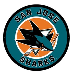 Evergreen Ultra-Thin Edgelight LED Wall Decor, Round, San Jose Sharks- 23 x 23 Inches Made In USA - 1 of 4