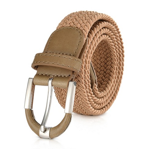 Men's Twill Weave Elastic Belt - Tan, Size : Small (32-36