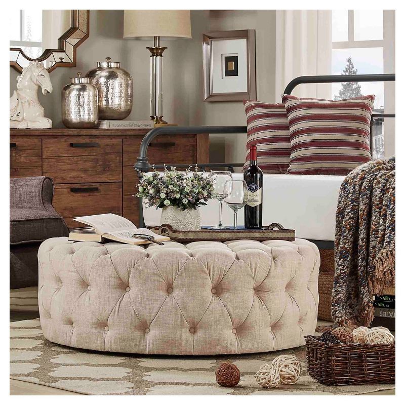 Beekman Place Button Tufted Round Cocktail Ottoman - Inspire Q&#174;, 4 of 6