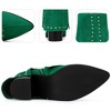 BLISSFUL STEP Women's Block Heel Fold Over Pointy Toe Studded Mid-Calf Boots - 3 of 4