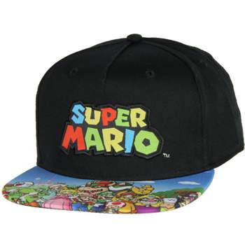 Nintendo Super Mario Embroidered Character Group Youth Adjustable Snapback Hat Multicoloured