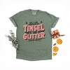 Simply Sage Market Women's Powered By Tinsel And Glitter Short Sleeve Garment Dyed Tee - 3 of 4