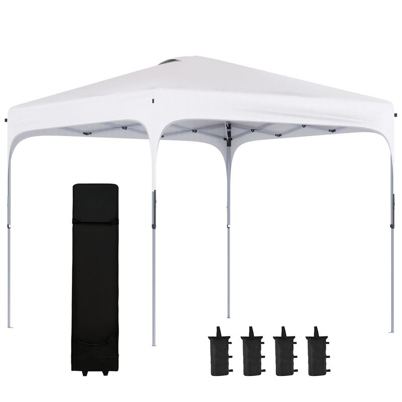 Outsunny 8' x 8' Pop Up Canopy, Foldable Gazebo Tent with Carry Bag with Wheels and 4 Leg Weight Bags for Outdoor Garden Patio Party, 1 of 7
