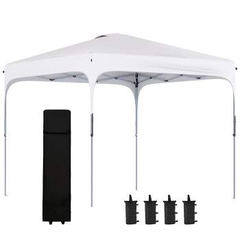 Outsunny 8' x 8' Pop Up Canopy, Foldable Gazebo Tent with Carry Bag with Wheels and 4 Leg Weight Bags for Outdoor Garden Patio Party
