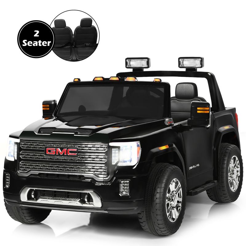 12V 2-Seater Licensed GMC Kids Ride On Truck RC Electric Car w/Storage Box White\ Black\Blue\Pink\ Red, 1 of 11