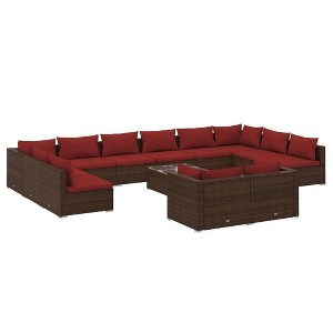 vidaXL Garden Lounge Set Brown PE rattan Large Garden Lounge Set - 1 of 4