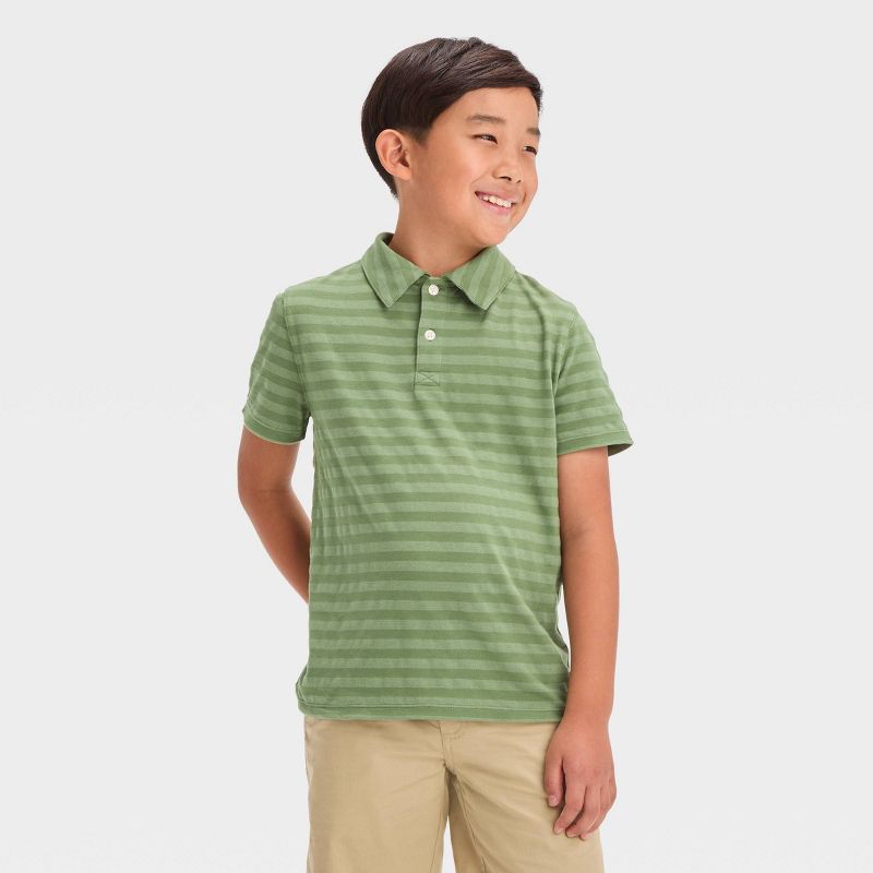 Boys' Short Sleeve Jacquard Striped Button-Down Shirt - Cat & Jack™, 1 of 5