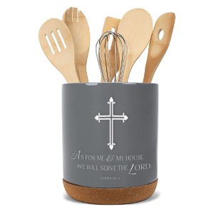 Elanze Designs We Will Serve Grey X-Large Cork Bottom Kitchen Utensil Holder - 1 of 2