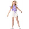 Clearlove Girls Sleeveless Plaid Button Down Shirt Summer Cropped Top with Tie Waist and Ruffled Hem Cute Casual Blouse Purple 120 - 2 of 4
