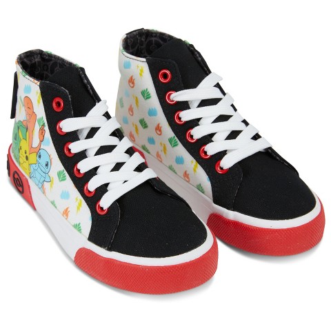 Мужские кроссовки Pokemon Boys Pokemon Pikachu Athletic Sneakers - Boys Pokemon Pikachu High Top Shoes - Pikachu Charmander Bulbasaur High Top Lace Up Sneakers (Black, 11)
