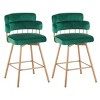 Set of 2 Upholstered Bar Stools,180° Swivel Modern Counter Height Stools,Swivel Bar Stools with Metal Legs for Kitchen Island-Cuddlewood - 2 of 4
