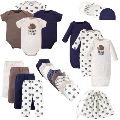 Touched by Nature Baby Boy Organic Cotton Layette Set and Giftset, Hedgehog, 0-6 Months
