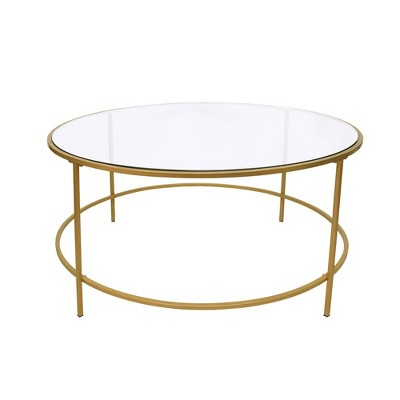 Round Metal Framed Coffee Table With 