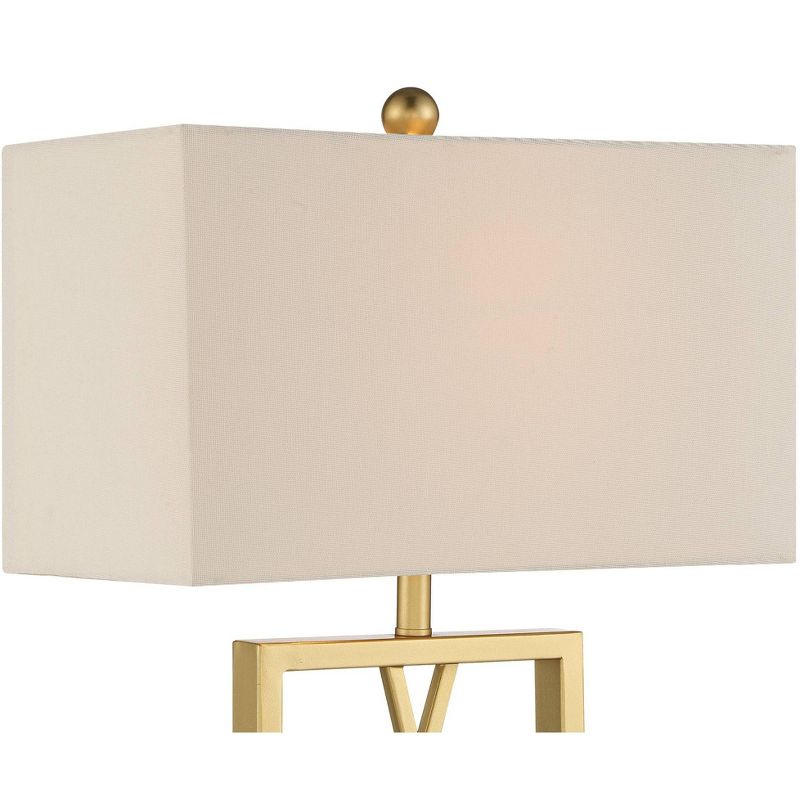 360 Lighting Claudia 26 1/2" Tall Square Modern Glam Luxe Table Lamp Gold Finish Metal Single White Shade Living Room Bedroom Bedside Nightstand House, 3 of 9