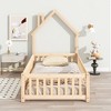CAVINAS Twin/Full Size Bed Frame with House-Shaped Headboard & Fences,Modern Floor Bed for Kids Room,Bedroom - 3 of 4
