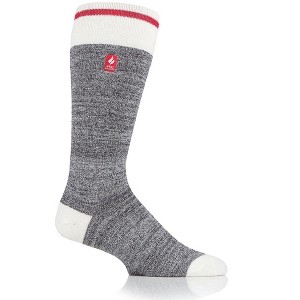 Heat Holders® Men's Charlie ULTRA LITE™ Long Cream Block Twist Socks | Thermal Yarn | Lightweight Winter Socks Tight Fit Shoes | Warm + Soft, Hiking, Cabin, Cozy at Home Socks | 3X Warmer Than Cotton - 1 of 1