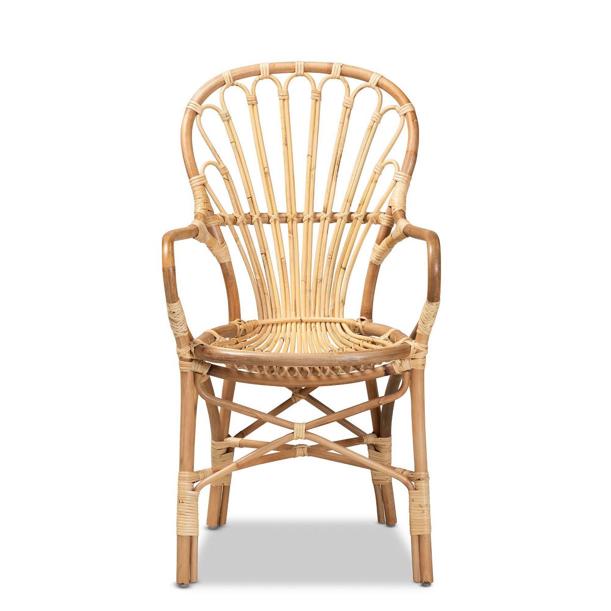 Sheraton Rattan Armchair Natural - bali & pari: Boho Style, Polyester Upholstery, Wood Frame, No Assembly Required - thumbnail 2