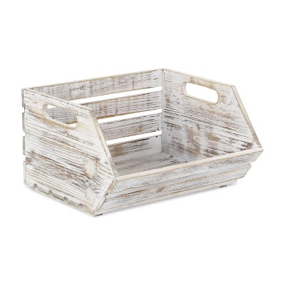 Cheung's Thero Slatted Wooden Stackable Storage Crate - Gray