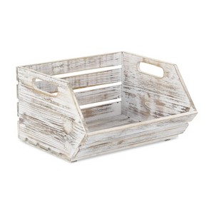 Cheung's Thero Slatted Wooden Stackable Storage Crate - Gray - 1 of 4