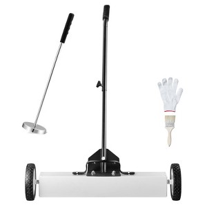 VEVOR 24-Inch Magnetic Sweeper with Wheels, 50 lbs Capacity, with Telescoping Magnetic Pickup Tool, Adjustable Handle, Magnetic Pickup Sweeper, White - 1 of 4