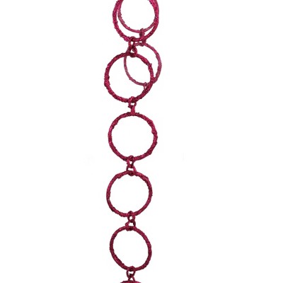 Allstate Floral 5' x 1.75" Pink Fuchsia Glittered Circle Chain Christmas Garland