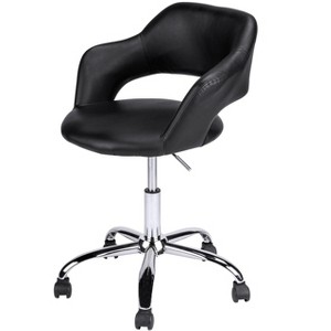 Lyngins Faux Leather Adjustable Height Swivel Home Office Chairs with Wheels for Living Room,Bedroom,Study Room,Black - 1 of 4